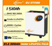 Batterie mobile LiFePO4 jsdsolar 51.2V 300AH 15kWh Powerwall Grade A avec BMS intégré, 6000+ cycles pour le stockage d'énergie solaire domestique 51.2V 300AH 15KWH