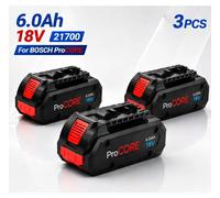 Batterie – Pack de batteries lithium-ion pour Bosch ProCORE 18V – 18 V – 6 Ah – Lot de 3 – Cellules 21700 – Pour outils électriques
