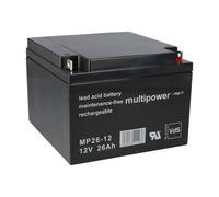Batterie plomb-acide AGM Multipower MP26-12, 12V, 26Ah, avec connexion vissée M5, pour onduleurs, alimentation de secours et systèmes de sécurité