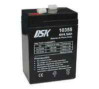 DSK Batterie AGM Plomb Étanche VRLA 6V 4,5Ah Rechargeable sans Entretien pour Alarmes, Sécurité, Jouets Électriques et UPS - Compatible bornes F1/F2