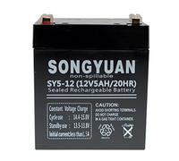 Batterie Plomb Scellée AGM 12V 5Ah Songyuan SY5-12 Rechargeable sans Entretien pour SAI Onduleur Alarme Trottinette