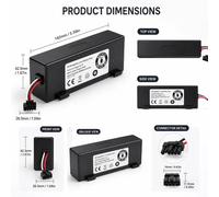 Batterie pour aspirateur robot - Batterie de remplacement Li-ion 14,8V 12800mAh - compatible avec les modèles STYTJ02YM, Vacuum Mop P, MVXVC01-JG, JX37 - 1 pièce