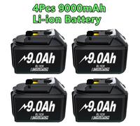 Batterie pour Makita BL1830 - Batterie de remplacement - Lot de 4 - 9000 mAh - 18 V - Lithium-ion - Compatible avec les modèles BL1840, BL1850 et BL1860
