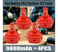 Batterie pour outil électrique 12V 9,8Ah Ni-MH - Batterie de remplacement PA12 - Coffret de 4 pièces, 9800mAh - Compatible avec les modèles 1223, 1235, 6270D, 6271D, 6317D, 6227D