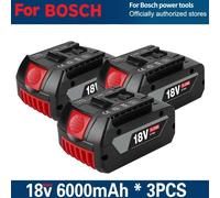 Batterie pour outils Bosch 18V - Ensemble de batteries de rechange Li-Ion - 3 x 6,0 Ah (6000 mAh) - Batterie rechargeable pour perceuses-visseuses - compatible avec les modèles BAT609, BAT618, BAT614