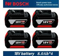 Batterie pour outils électriques Bosch 18V - Pack de batteries lithium-ion 18V - 8000mAh, 8,0Ah, haute capacité - Lot de 4 batteries de rechange rechargeables