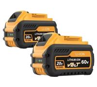 Batterie pour outils électriques, capacité de 18000 mAh, compatible avec deux tensions, DeWALT, modèle 60V, lot de 2