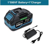 Batterie pour outils - Kit 598VF - 18 V Li-ion - 1 batterie + 1 chargeur - Pour perceuse/visseuse à chocs/tournevis - Marquage CE - Gris