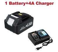 Batterie pour outils Makita 18V - Ensemble de batteries de rechange Li-Ion BL1830/BL1815/BL1840/BL1860 - Capacité de 6,0 Ah - Chargeur rapide 4A - 1 batterie