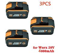 Batterie pour outils Worx 20V - Batterie de remplacement Li-Ion - Lot de 3 batteries de 4,0Ah - Compatible avec les modèles WX390, WX176, WX166.4, WX372.1