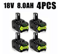 Batterie pour Ryobi 18 V - Batterie de rechange Ni-Cd - 8 000 mAh (8,0 Ah) haute capacité - Compatible avec les modèles P104, P105, P102 et P103 - Lot de 4