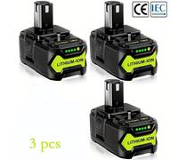 Batterie pour Ryobi One+ 18 V - Lot de 3 batteries de rechange Li-Ion - 8,0 Ah / 8 000 mAh - Batterie pour outils électriques P104, P107, P108, P109