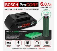 Batterie ProCORE 18V 6Ah cellule 21700 compatible Bosch GSR GBH GWS GOP visseuse perforateur meuleuse outil 18V haute capacité BMS