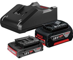 Batterie professionnelle Bosch 1600A01ZS9, kit de démarrage comprenant une batterie et un chargeur, 18V, lithium-ion, 1 x 2,0 Ah + 1 x 4,0 Ah