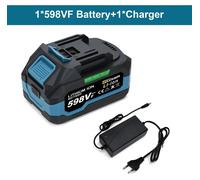Batterie rechargeable 18V au lithium pour outils électriques - Bloc batterie 598VF - 4,0–4,5Ah - Indicateur LED - Coffret comprenant 1 batterie + chargeur