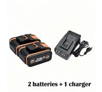 Batterie rechargeable 20V - Batterie de remplacement pour outils électriques - 8,0 Ah, batterie lithium-ion 8000 mAh - Coffret comprenant 2 batteries + chargeur - Compatible avec les modèles WA3551, W
