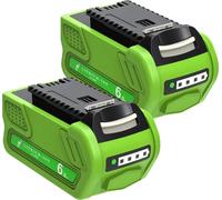 Batterie rechargeable 40V, capacité de 6000 mAh, compatible avec les outils Greenworks, lot de 2 batteries de 6000 mAh