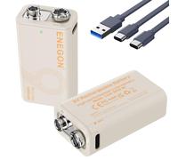 Batterie rechargeable 9V, 9900 mWh, batteries lithium avec câble de charge rapide USB-C, lot de 2