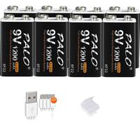Batterie rechargeable 9V, capacité 1200mAh, recharge par micro USB, 8 pièces