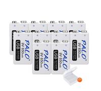Batterie rechargeable 9V, capacité 650mAh, recharge micro USB, 10 pièces 9V