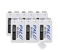 Batterie rechargeable 9V, capacité 650mAh, recharge par micro USB, 6 pièces 9V