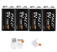 Batterie rechargeable, 9V, capacité de 1200 mAh, lot de 4 batteries