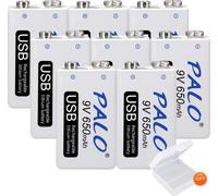 Batterie rechargeable, 9V, lithium-ion, avec charge USB, lot de 8 batteries, 9V