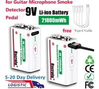Batterie rechargeable au lithium Rscrola 21800mWh 9V avec câble de charge USB pour guitare, micro sans fil, basse, pédale, alarme 8 pcs 9v Battery