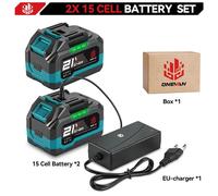 Batterie rechargeable - Batterie lithium-ion - 18 V - Compatible avec les outils Makita - 2 batteries de grande capacité - Rechargeable
