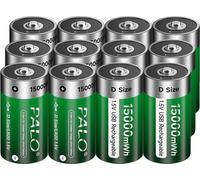 Batterie rechargeable, capacité 15 000 mWh, compatible USB Type C, 12 batteries PCS
