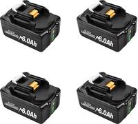 Batterie rechargeable, capacité de 6000mAh, compatibilité avec les outils 18V, 4 batteries