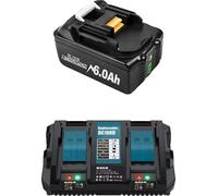 Batterie rechargeable, capacité de 6000mAh, compatibilité avec les outils 18V, kit 1