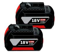 Batterie rechargeable, capacité de 8000 mAh, compatible avec les outils électriques 18V, lot de 2 batteries de 8,0 Ah