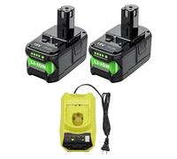 Batterie rechargeable, capacité de 9500 mAh, technologie lithium-ion, compatible avec Ryobi, lot de 2 batteries avec 1 chargeur