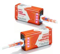 Batterie rechargeable de 9 V, 1480 mAh, avec écran LED, chargement USB-C, lot de 2
