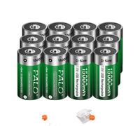 Batterie rechargeable de taille D, capacité de 15000mAh, charge USB, batterie 12PCS