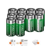 Batterie rechargeable de taille D, capacité de 15000mAh, charge USB, batterie de 10PCS