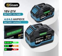 Batterie rechargeable Gisam 4.0AH 4.5AH, batterie au lithium pour outils électriques, indicateur LED, pack de batteries pour batteries Makita 18V 1x598VF-1xCharger