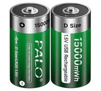 Batterie rechargeable, respectueuse de l'environnement, compatible USB Type C, lot de 2