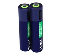 Trust Batterie Rechargeable AAA 500mAh USB-C, Set de 2, Rechargement 1h, 800 Cycles, Protection Court-Circuit, Dimensions 10x44mm