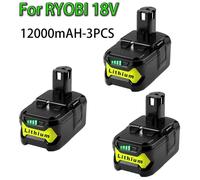 Batterie Ryobi 18V - Batterie de remplacement P108 One+ - Lithium-ion 18V 6Ah 6000mAh - Compatible avec les modèles RB18L50 P107 P108 - Haute capacité 12000mAh - Lot de 3