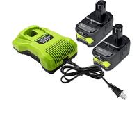 Batterie RYOBI 18V, capacité 6,0Ah, compatible avec les outils RYOBI , 2 batteries 1 chargeur