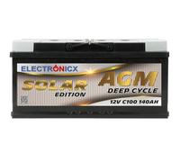 Batterie Solaire AGM 12V 140Ah Décharge Profonde sans Entretien pour Camping-Car, Voiture, Bateau, Jardin et Systèmes Solaires Autonomes Batterie Énergie Electronicx Solar Edition