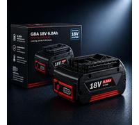 Batterie système 6,0 Ah 18 V compatible GBA avec Bosch Professional – Batterie de rechange Li-Ion avec indicateur LED et longue autonomie