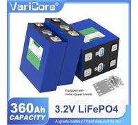 Batteries LiFePO4 - 3,2 V, 360 Ah, lot de 4 - Phosphate de fer lithié - Cycle profond - Pour installations solaires, camping-cars, bateaux et voiturettes de golf 12 V et 24 V