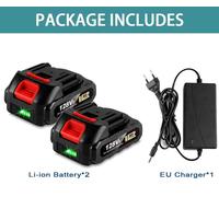 Batteries lithium-ion 18–21V - Batterie de remplacement pour outils électriques - 2 batteries de 1,5 Ah - Chargeur européen - Compatible avec les perceuses, les scies et les visseuses sans fil