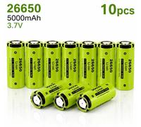 Batteries lithium-ion 26650 - Rechargeables - 3,7 V - 5000 mAh - Lot de 10 - Batteries uniquement