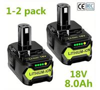 Batteries lithium-ion - Batteries pour outils électriques - 18 V - 8000 mAh - Lot de 2 - Sans effet mémoire - Faible auto-décharge - Compatible avec les modèles P104/P107/P108/P109