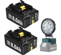 Batteries pour outils électriques, capacité 8000mAh, compatibles avec BL1830, 2X8.0Ah1XLumière de travail