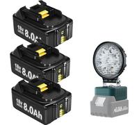 Batteries pour outils électriques, capacité 8000mAh, compatibles avec BL1830, 3X8.0Ah1XLumière de travail